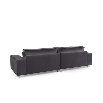 Sloanne 4 Seater Fabric Velvet Sofa - Steel Grey