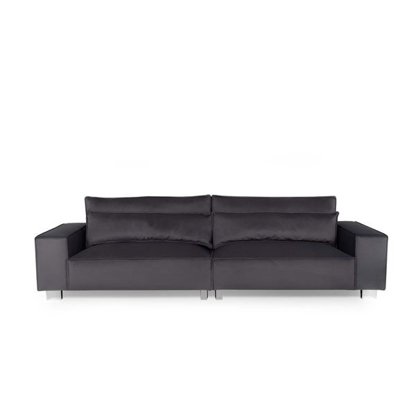 Sloanne 4 Seater Fabric Velvet Sofa - Steel Grey