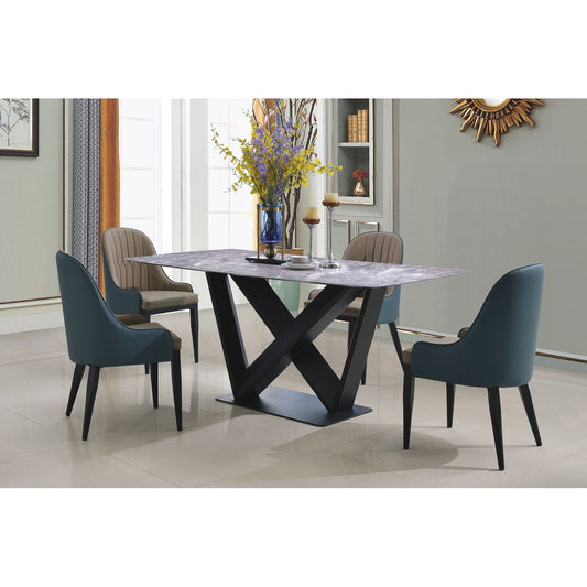 Timeless Elegance Chester Fabric Dining Chair with Sleek Black Metal Legs - Pair