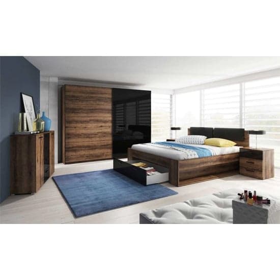 Glens 220cm Sliding Wardrobe | Monastery Oak | Shelves | 2 Doors | 220cm