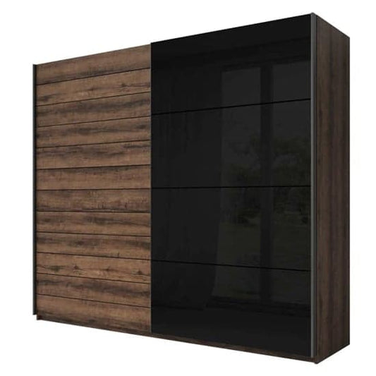 Glens 220cm Sliding Wardrobe | Monastery Oak | Shelves | 2 Doors | 220cm