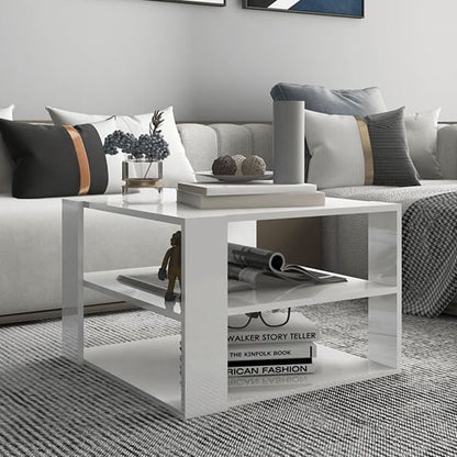 White High Gloss Coffee Table with Undershelf for Modern Living Rooms