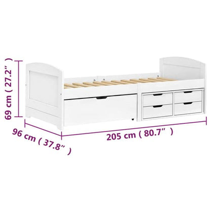 White Pinewood Day Bed with 5 Storage Drawers - Versatile Sofa and Bed Solution