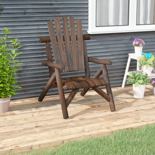 Grace Solid Wood Spruce Garden Armchair In Dark Brown