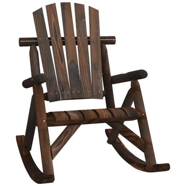 Grace Solid Wood Spruce Garden Rocking Armchair In Dark Brown