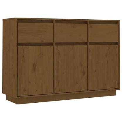 Griet Pine Wood Sideboard With 3 Doors 3 Drawers In Honey Brown