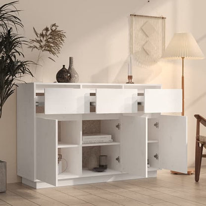 Griet Pine Wood Sideboard With 3 Doors 3 Drawers In White