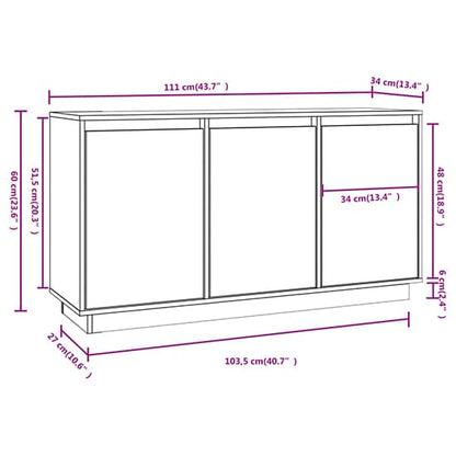 Griet Pine Wood Sideboard With 3 Doors In Grey