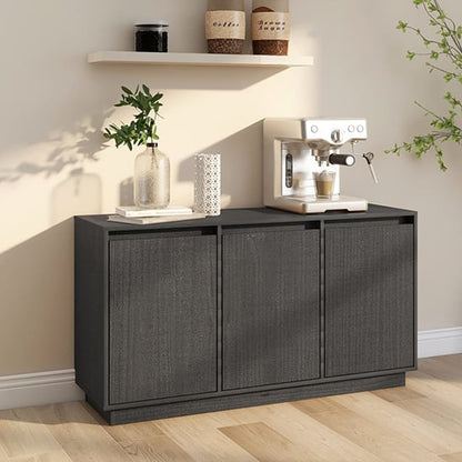 Griet Pine Wood Sideboard With 3 Doors In Grey