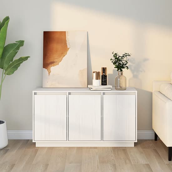 Griet Pine Wood Sideboard With 3 Doors In White