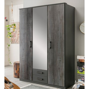 Darwin Grey 3 Door 2 Drawer Wardrobe | Contemporary Storage Solution