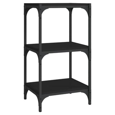 3-Tier Black Wooden Bookshelf with Steel Frame for Home & Office Storage