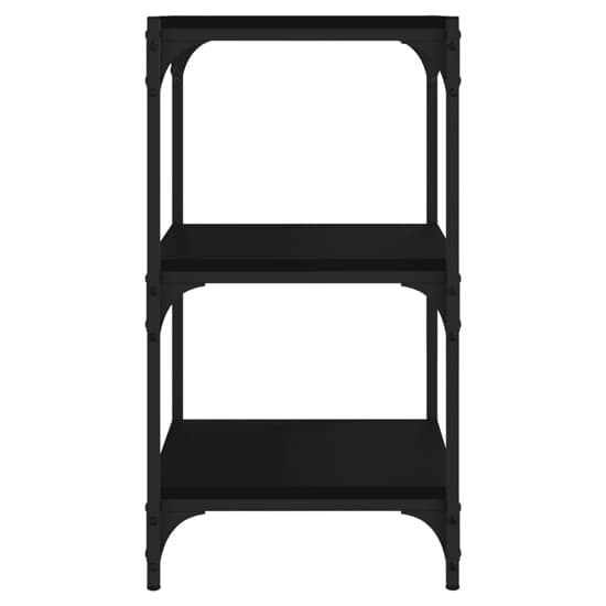 3-Tier Black Wooden Bookshelf with Steel Frame for Home & Office Storage