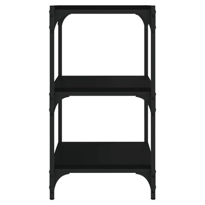 3-Tier Black Wooden Bookshelf with Steel Frame for Home & Office Storage