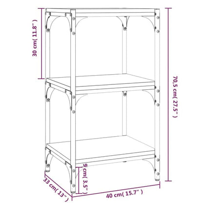 3-Tier Black Wooden Bookshelf with Steel Frame for Home & Office Storage