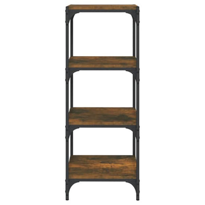 4-Tier Smoked Oak Bookshelf with Steel Frame for Home and Office Storage