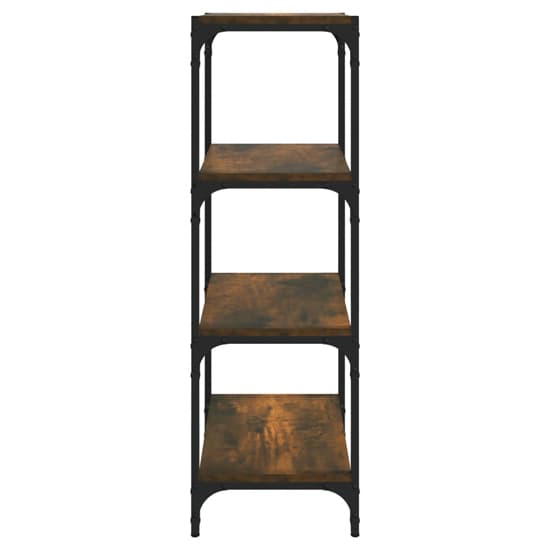 4-Tier Smoked Oak Bookshelf with Steel Frame for Home and Office Storage