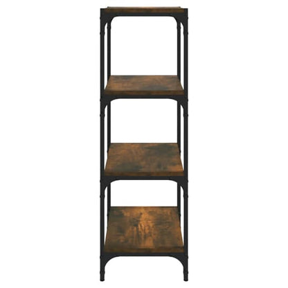 4-Tier Smoked Oak Bookshelf with Steel Frame for Home and Office Storage