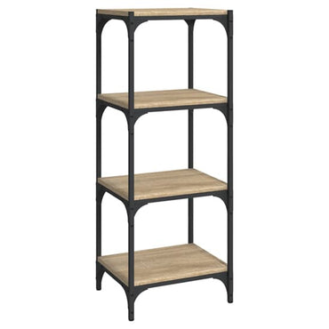 4-Tier Sonoma Oak Bookshelf with Steel Frame for Home and Office Storage