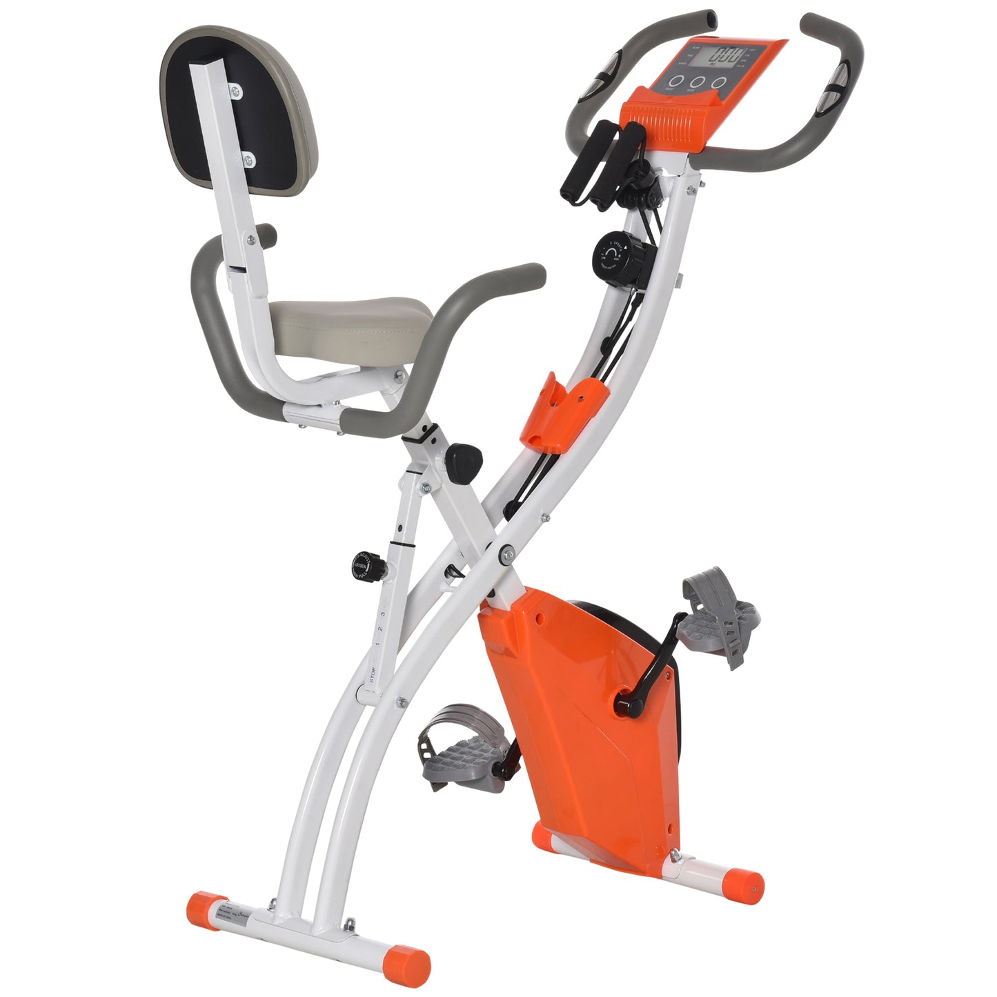 HOMCOM -in-1 Folding Exercise Bike with 8-Level Magnetic Resistance, Arm Resistance Band, Pulse Sensor, Orange