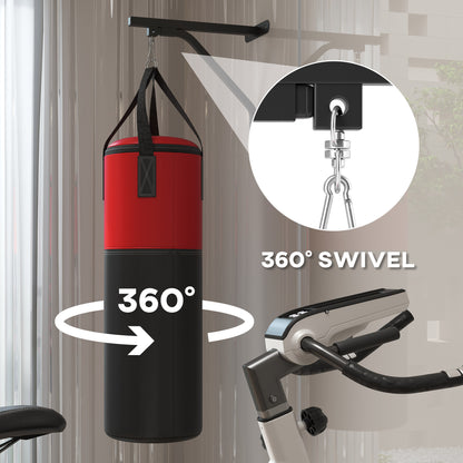 SPORTNOW Unfilled Punching Bag Set with Boxing Bag Bracket, Boxing Gloves, Hand Wraps and 360° Swivel Hook