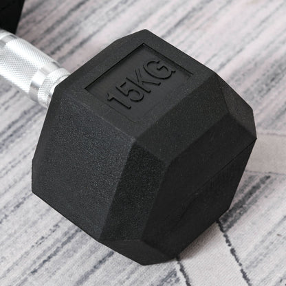 HOMCOM 5KG Single Rubber Hex Dumbbell Portable Hand Weights Dumbbell Home Gym