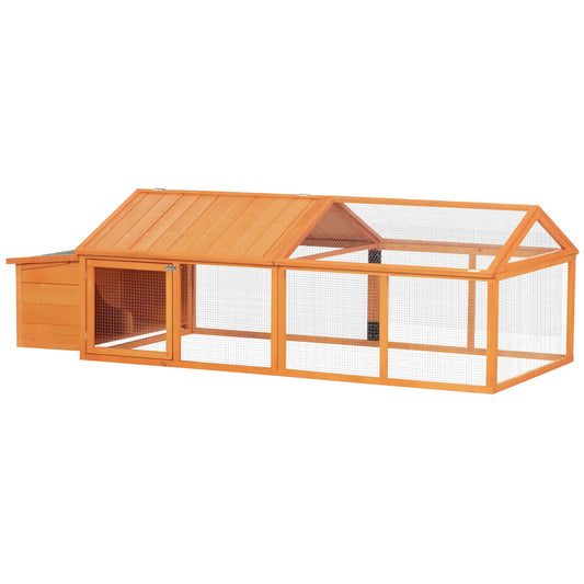 PawHut Wooden Chicken Coop with Nesting Box, Openable Roof, for 4-8 Chickens