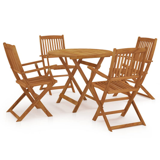 Haile Round Folding Outdoor Dining Set With Armrest In Brown