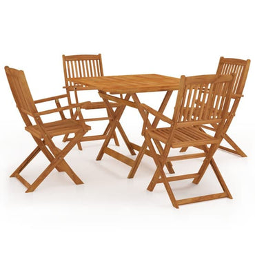 Haile Square Folding Outdoor Dining Set With Armrest In Brown