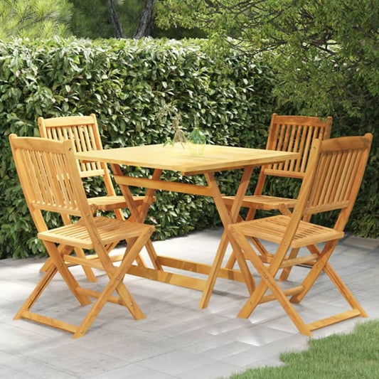 Haile Square Folding Outdoor Dining Set In Brown