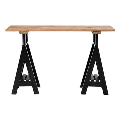 Hampro Wooden Console Table With Black Metal Legs In Natural