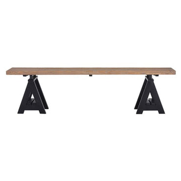 Hampro Wooden Dining Bench With Black Metal Legs In Natural