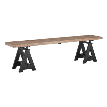 Hampro Wooden Dining Bench With Black Metal Legs In Natural