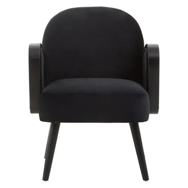 FURCO Black Velvet Armchair with Wooden Legs for Modern Living Rooms