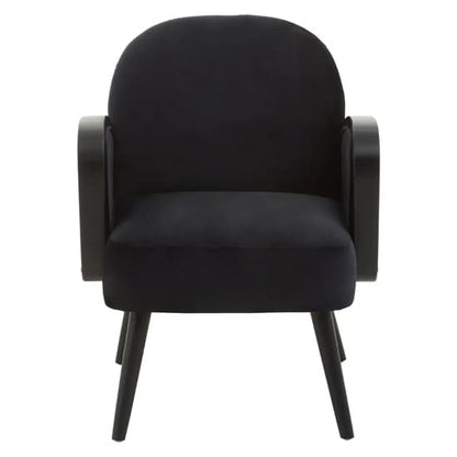 FURCO Black Velvet Armchair with Wooden Legs for Modern Living Rooms