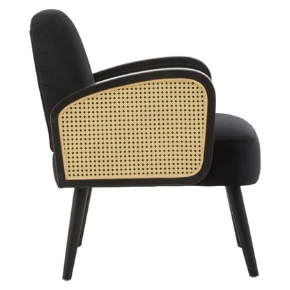 FURCO Black Velvet Armchair with Wooden Legs for Modern Living Rooms