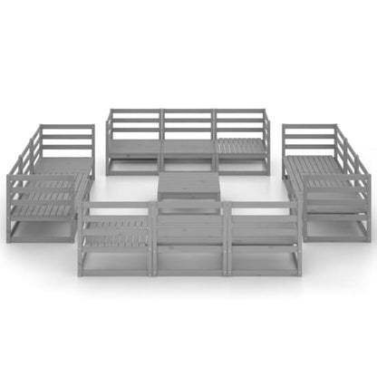 FURCO Hanley 13 Piece Outdoor Lounge Set in Grey - Solid Pinewood Garden Furniture