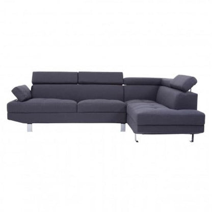 Contemporary Dark Grey Sectional Sofa with Recliner and Chrome Legs