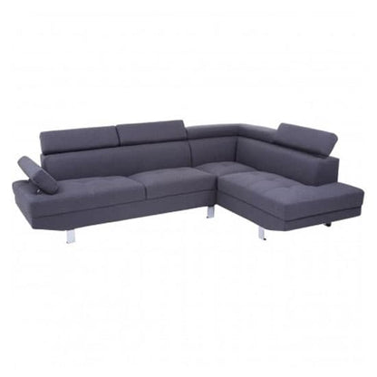 Contemporary Dark Grey Sectional Sofa with Recliner and Chrome Legs