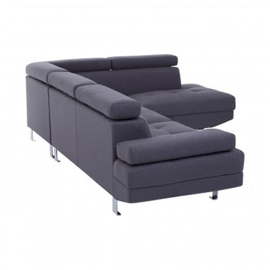 Contemporary Dark Grey Sectional Sofa with Recliner and Chrome Legs