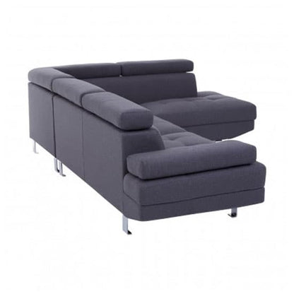 Contemporary Dark Grey Sectional Sofa with Recliner and Chrome Legs