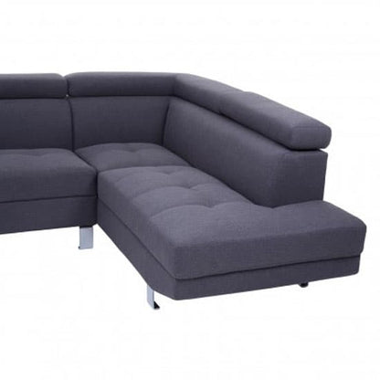 Contemporary Dark Grey Sectional Sofa with Recliner and Chrome Legs