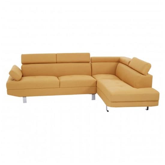 Contemporary Ochre Sectional Sofa with Recliner and Chrome Legs