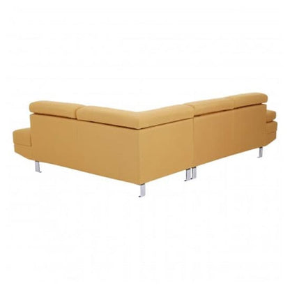 Contemporary Ochre Sectional Sofa with Recliner and Chrome Legs