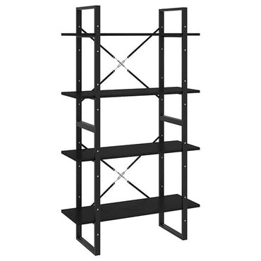 FURCO Feryal 4-Tier Solid Pine Wood Bookshelf in Black for Home Decor