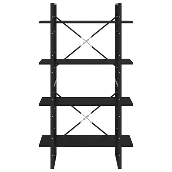 FURCO Feryal 4-Tier Solid Pine Wood Bookshelf in Black for Home Decor