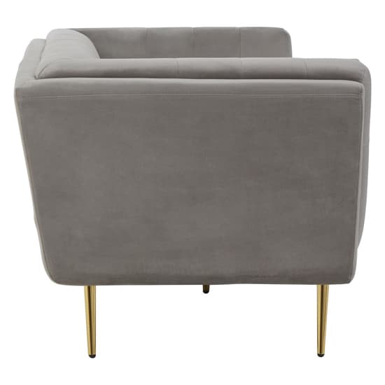 FURCO Grey Velvet Chesterfield 3-Seater Sofa with Flared Armrests and Metal Legs