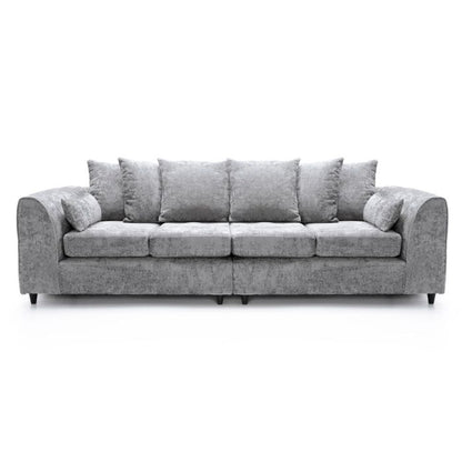 Gilliver Light Grey Fabric Crushed Chenille 4 Seater Sofa - Subtle Elegance | FURCO