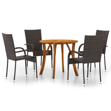 Harris Small Wooden Rattan 5 Piece Garden Dining Set In Brown