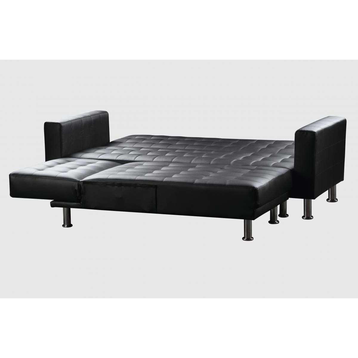 Bangor Corner Multi Functional Seamless Style Sofa Bed Leather Effect and PVC - Black